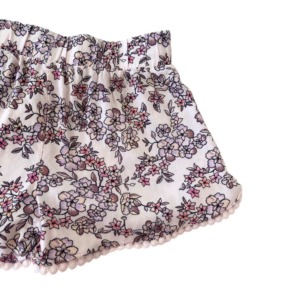 (NWT) btween Pink Ruffle Tank & Floral Shorts SET, Pom Pom, Trim Bows | Girl 5T - Picture 10 of 11